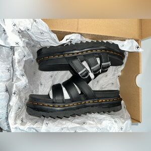 Dr.Martens Black-Blair Leather Slide Sandals